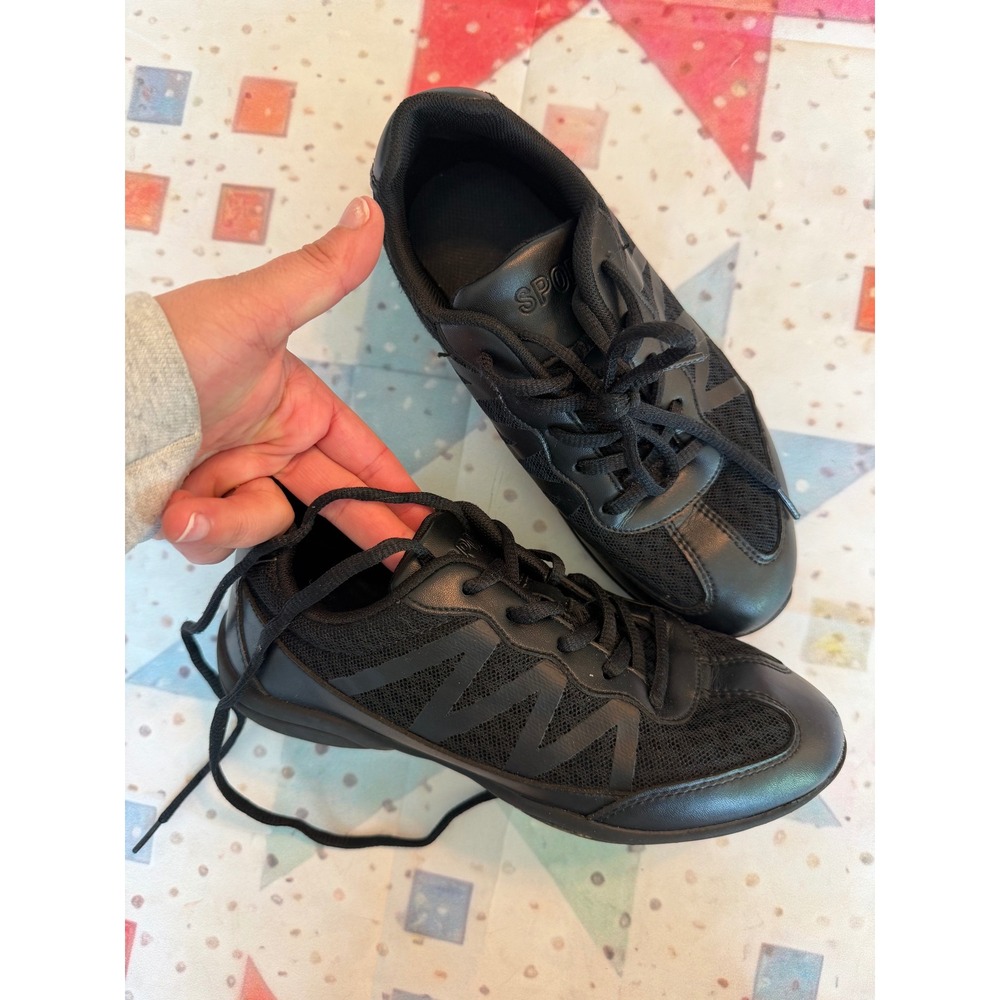 Black Sport Kids Mesh Lace Up Athletic Sneakers Shoes Size 35